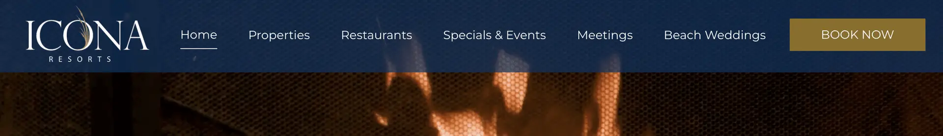 ICONA Resorts' website navigation and call-to-action buttons are displayed on a desktop screen.